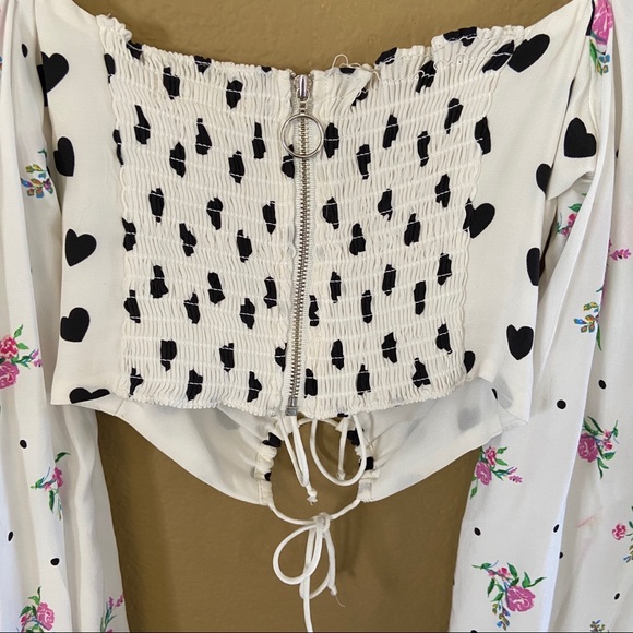 For Love & Lemons Lucia Set Floral Heart XS/S NWT - Picture 9 of 16
